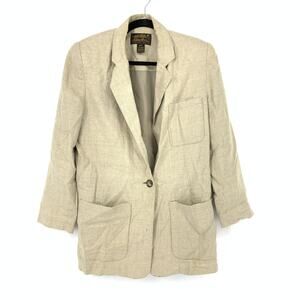 VTG Jacket Eddie Bauer Women's Size XSP Casual Linen Long Line Blazer Tan